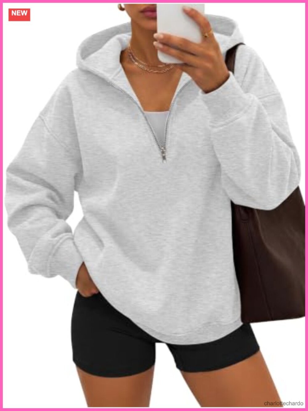 Oversized Quarter Zip Pullover Hoodie Fleece Long Sleeve